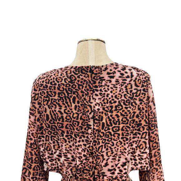 Anthropologie Ranna Gill Dress Midi Leopard Print Cut Out Long Sleeve Size XL - Picture 10 of 14